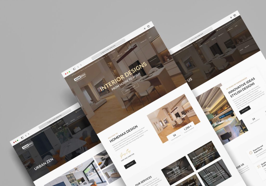 interior design company website design and showcase